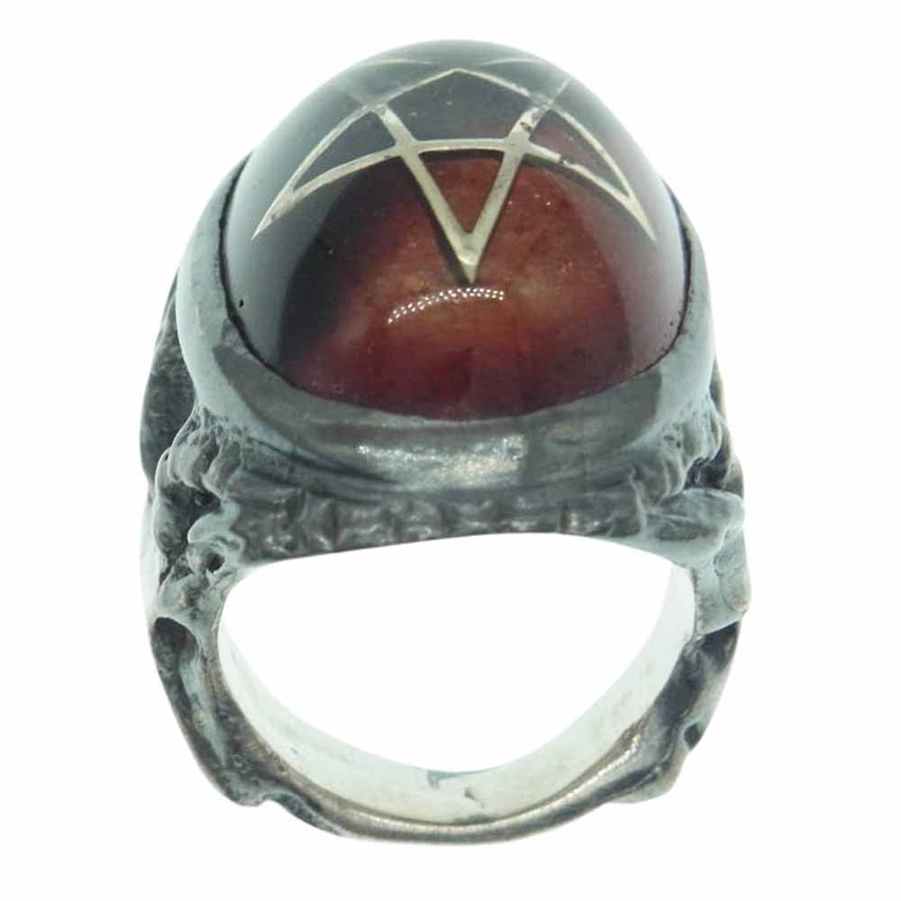 ALEX STREETER アレックスストリーター ANGEL HEART RING エンジェルハート リング レッド×ブラック シルバー系 12号【中古】
