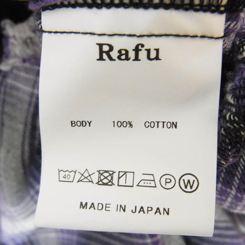 ラフ Rafu002 western shirt チェック ウエスタン 長袖 シャツ パープル系 L【極上美品】【中古】