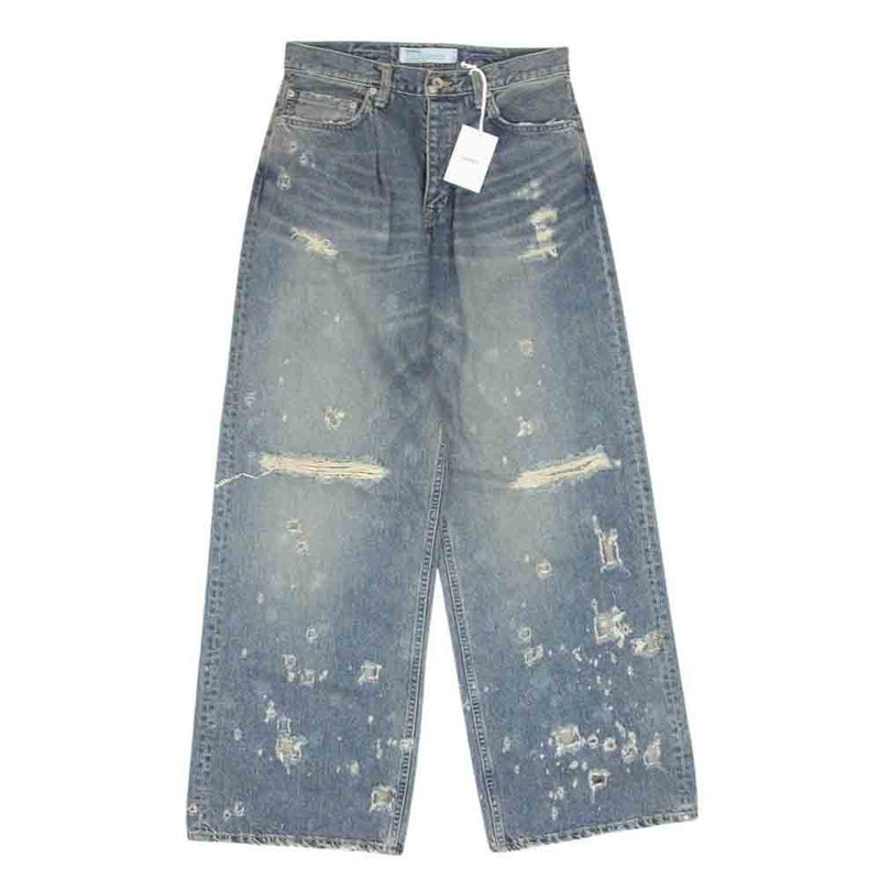 ダイリク 24AW 24AW D-8 SUPER DAMAGE WIDE DENIM PANTS INDIGO スーパー デニム ダメージ加工 ワイド デニム パンツ インディゴブルー系 27【美品】【中古】