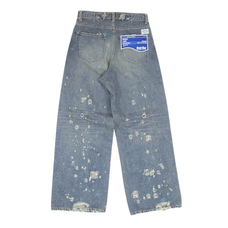 ダイリク 24AW 24AW D-8 SUPER DAMAGE WIDE DENIM PANTS INDIGO スーパー デニム ダメージ加工 ワイド デニム パンツ インディゴブルー系 27【美品】【中古】