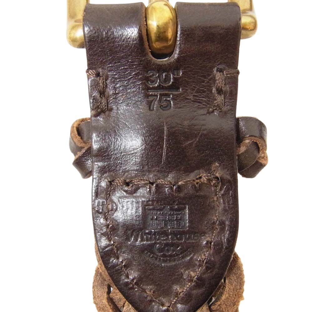 WHITE HOUSE COX ホワイトハウスコックス レザー メッシュ ベルト ブラウン系 30/75【中古】