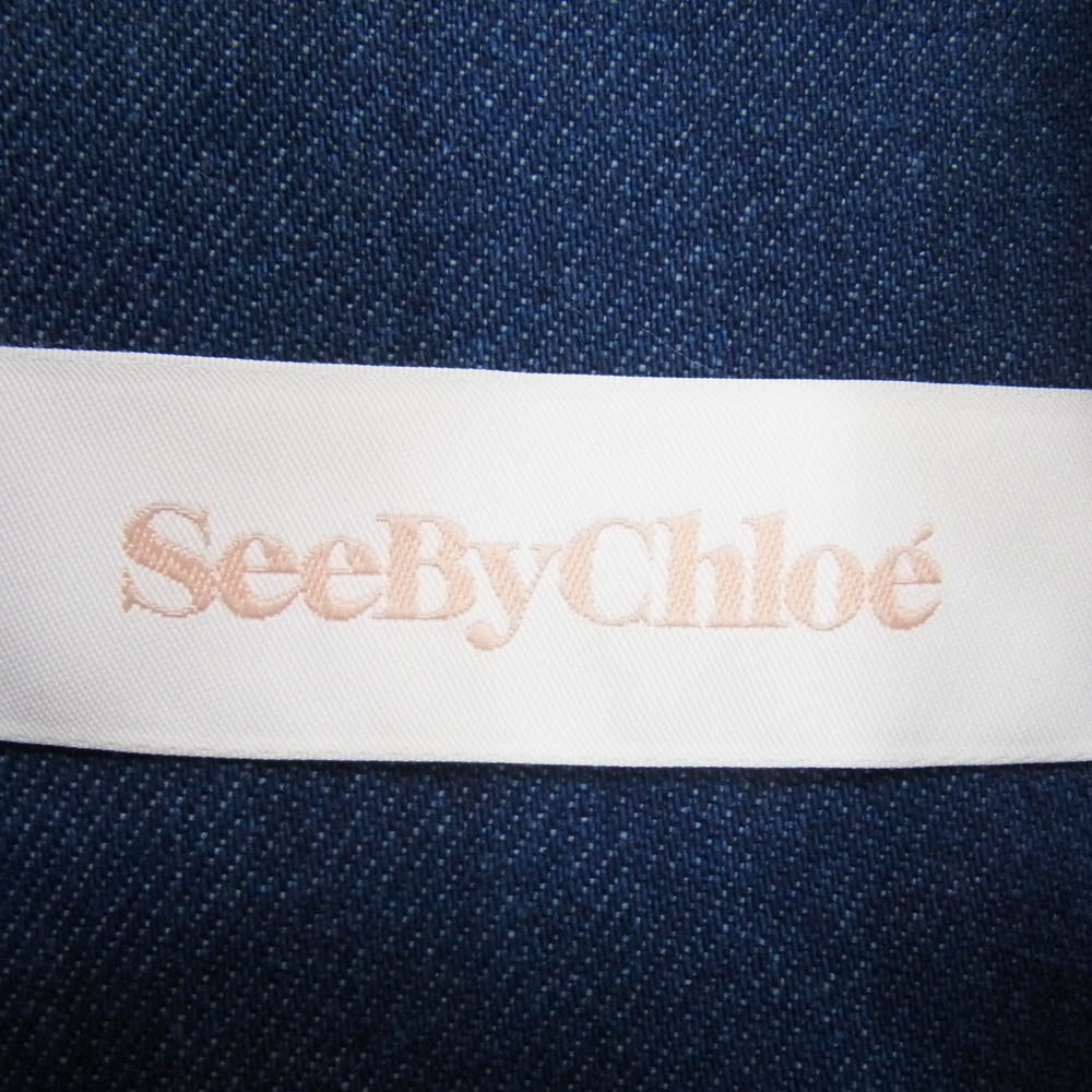 SEE BY CHLOE シーバイクロエ CHS22AVE03003 2ZA オーバーサイズ チェック シャツ ジャケット レッド系 S【極上美品】【中古】