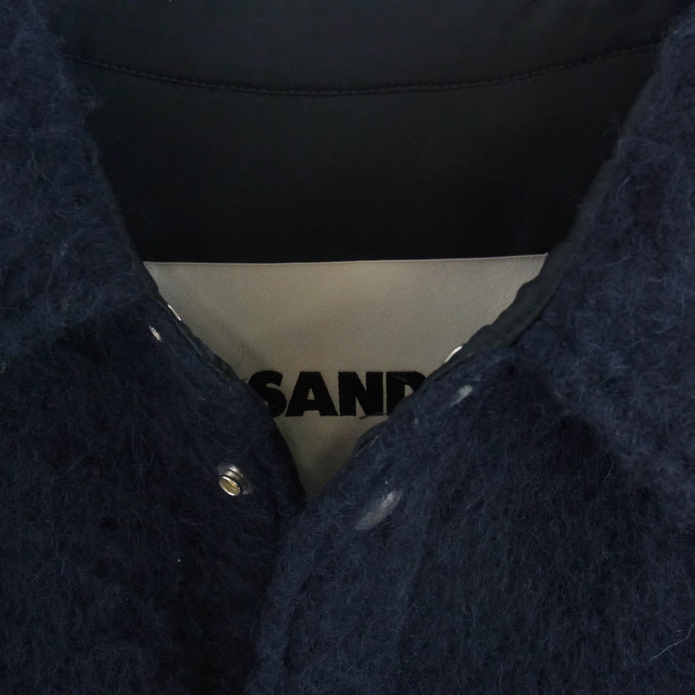 JIL SANDER+ ジルサンダープラス 22AW J47BN0009 国内正規品 モヘヤ混 パデット シャツ ジャケット ネイビー系 46【中古】