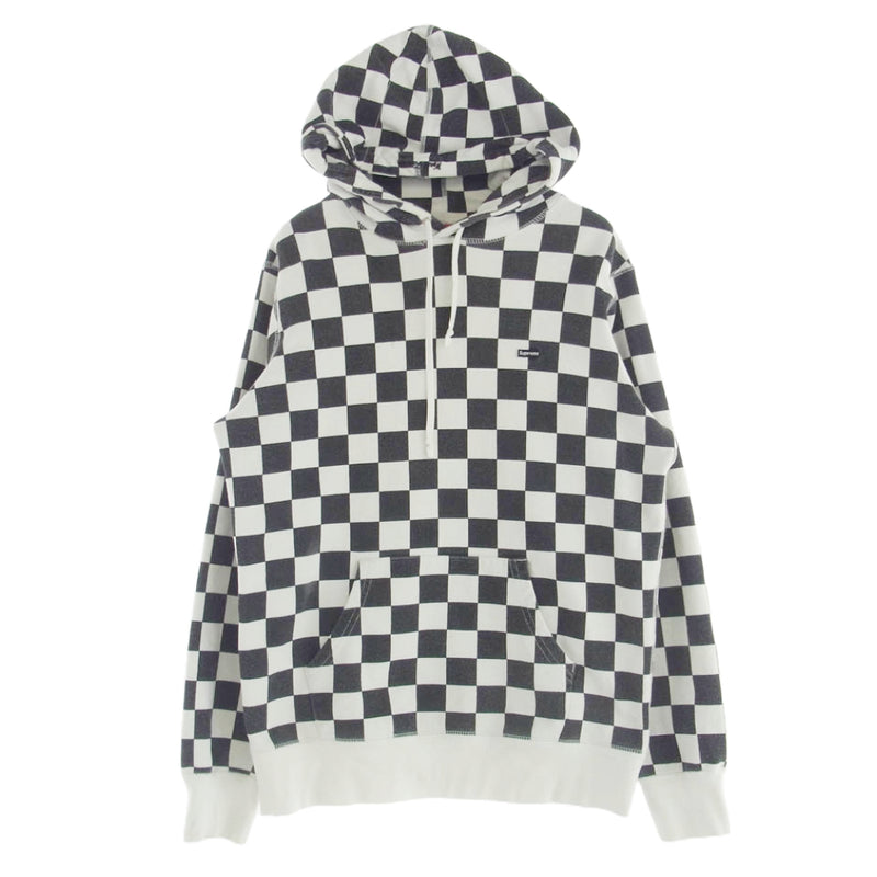 Supreme シュプリーム 13SS Checkered Pullover チェッカード フラッグ柄 プルオーバー フーディー パーカー ブラック系 ホワイト系 M【中古】