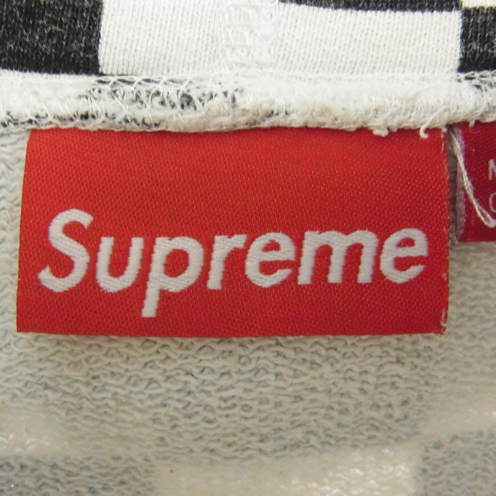 Supreme シュプリーム 13SS Checkered Pullover チェッカード フラッグ柄 プルオーバー フーディー パーカー ブラック系 ホワイト系 M【中古】