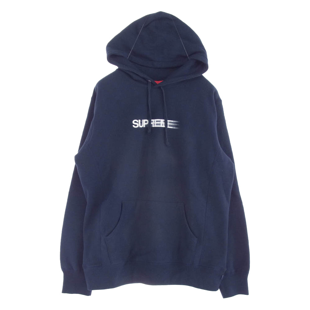 Supreme シュプリーム 16SS Motion Logo Hooded Sweatshirt Snow Camo モーション ロゴ プルオーバースウェット パーカー フーディー ネイビー系 L【中古】