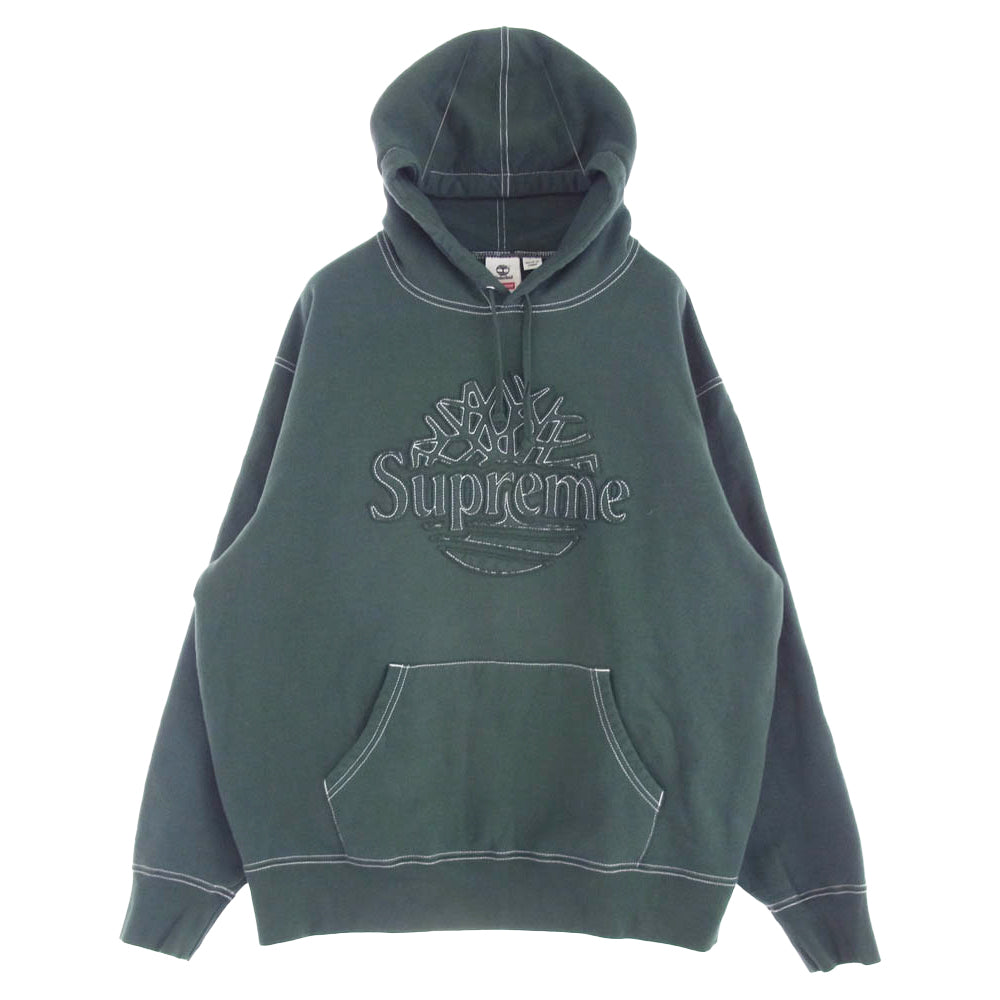 Supreme シュプリーム 23SS × Timberland Hooded Sweatshirt プルオーバースウェット パーカー フーディー グリーン系 L【中古】