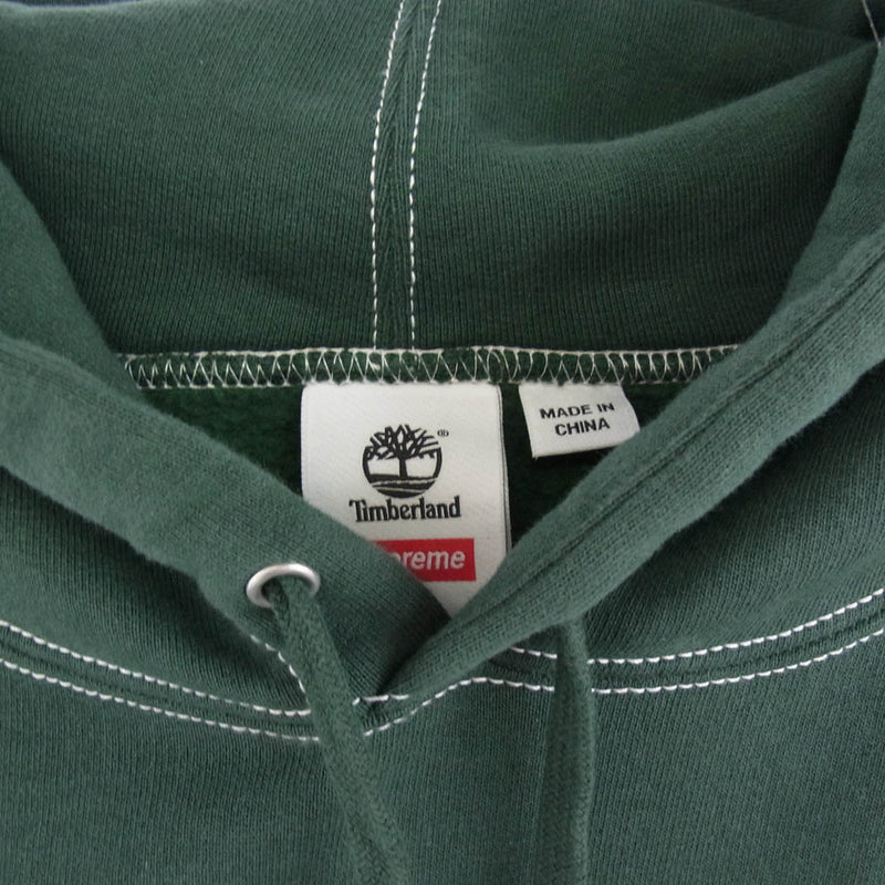 Supreme シュプリーム 23SS × Timberland Hooded Sweatshirt プルオーバースウェット パーカー フーディー グリーン系 L【中古】