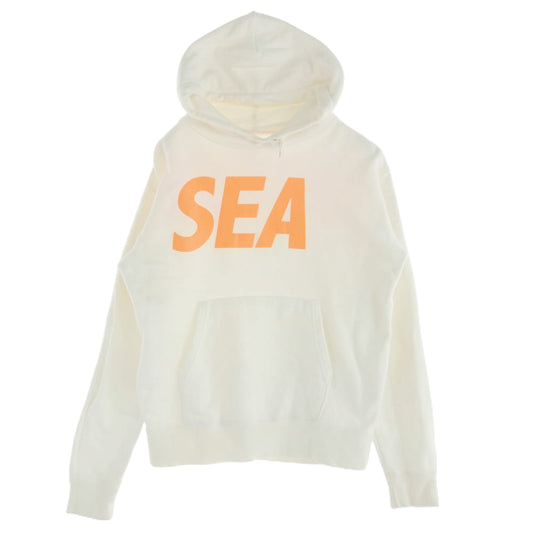 WIND AND SEA ウィンダンシー WDS-CS-14 蛍光 ロゴ プリント フーディー スウェット パーカー ホワイト ホワイト系 M【中古】
