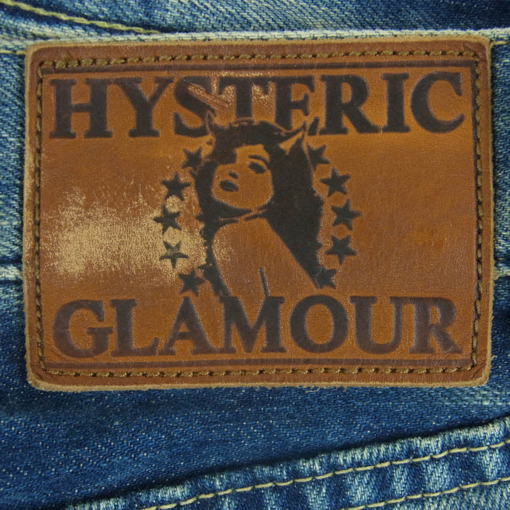 HYSTERIC GLAMOUR ヒステリックグラマー 15SS 0251AM05 SP加工COLLAGE pt デニム ショート パンツ スタッズ ボタンフライ ショーツ インディゴブルー系 30【中古】