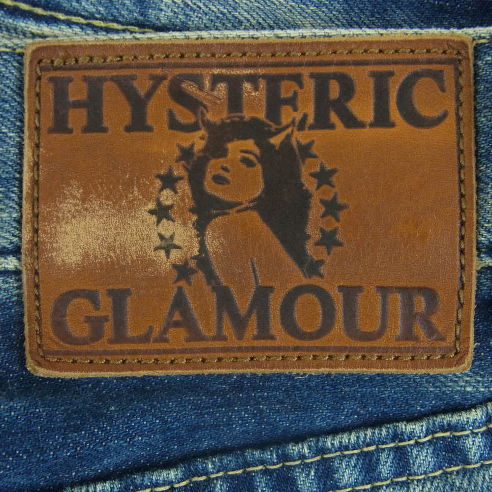 HYSTERIC GLAMOUR ヒステリックグラマー 15SS 0251AM05 SP加工COLLAGE pt デニム ショート パンツ スタッズ ボタンフライ ショーツ インディゴブルー系 30【中古】