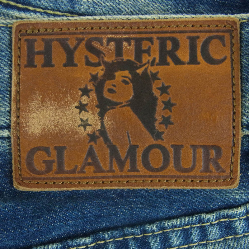 HYSTERIC GLAMOUR ヒステリックグラマー 15SS 0251AM05 SP加工COLLAGE pt デニム ショート パンツ スタッズ ボタンフライ ショーツ インディゴブルー系 30【中古】