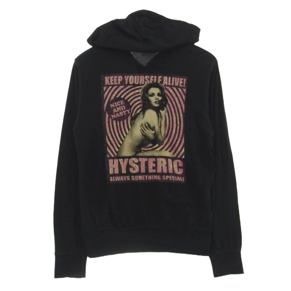 HYSTERIC GLAMOUR ヒステリックグラマー 0252CF05 NICE AND NASTY バックプリント ジップパーカー ブラック系 S【中古】