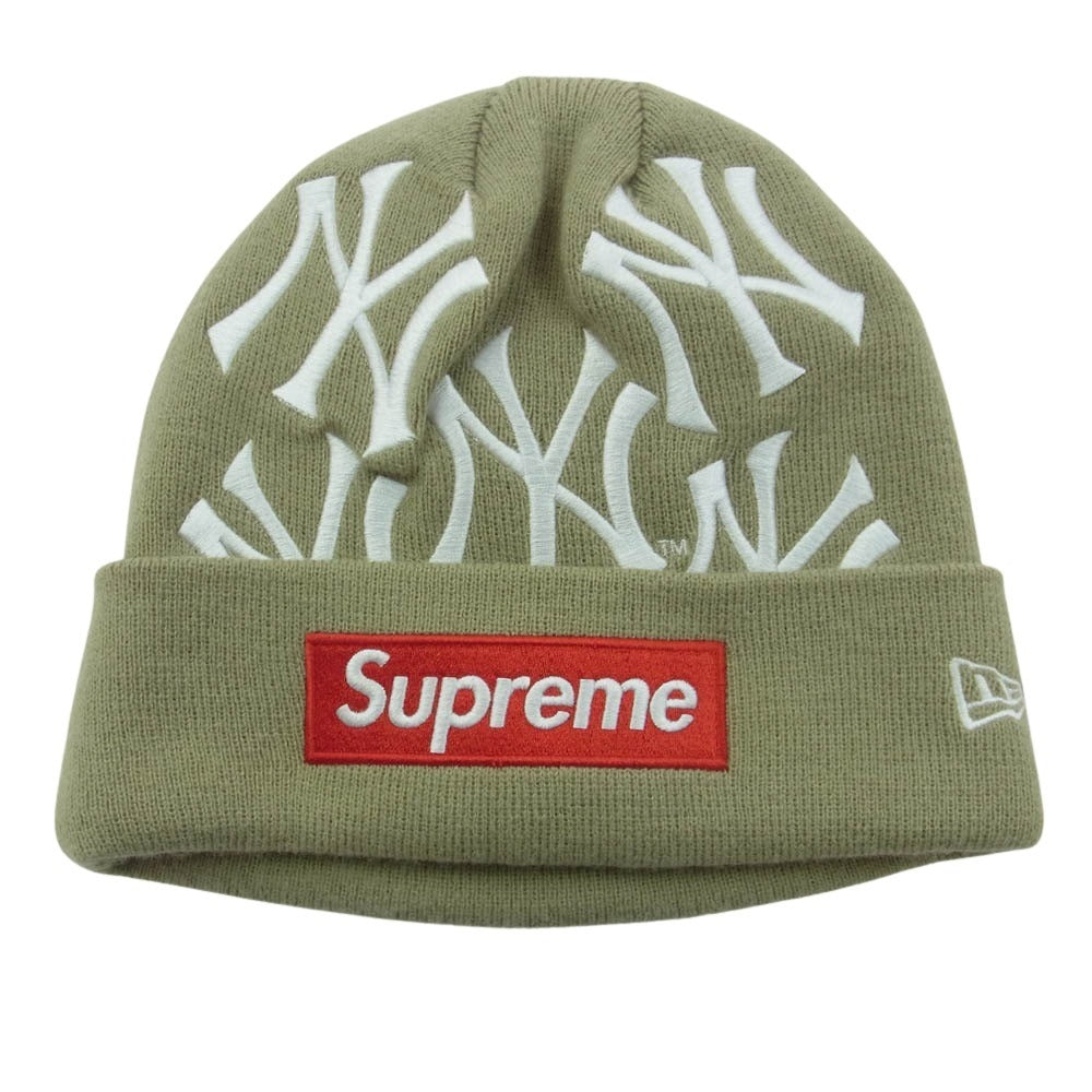 Supreme シュプリーム 21AW New York Yankees New Era Box Logo Beanie ニューヨーク ヤンキース ニューエラ ボックスロゴ ビーニー ニット帽 ベージュ系【中古】