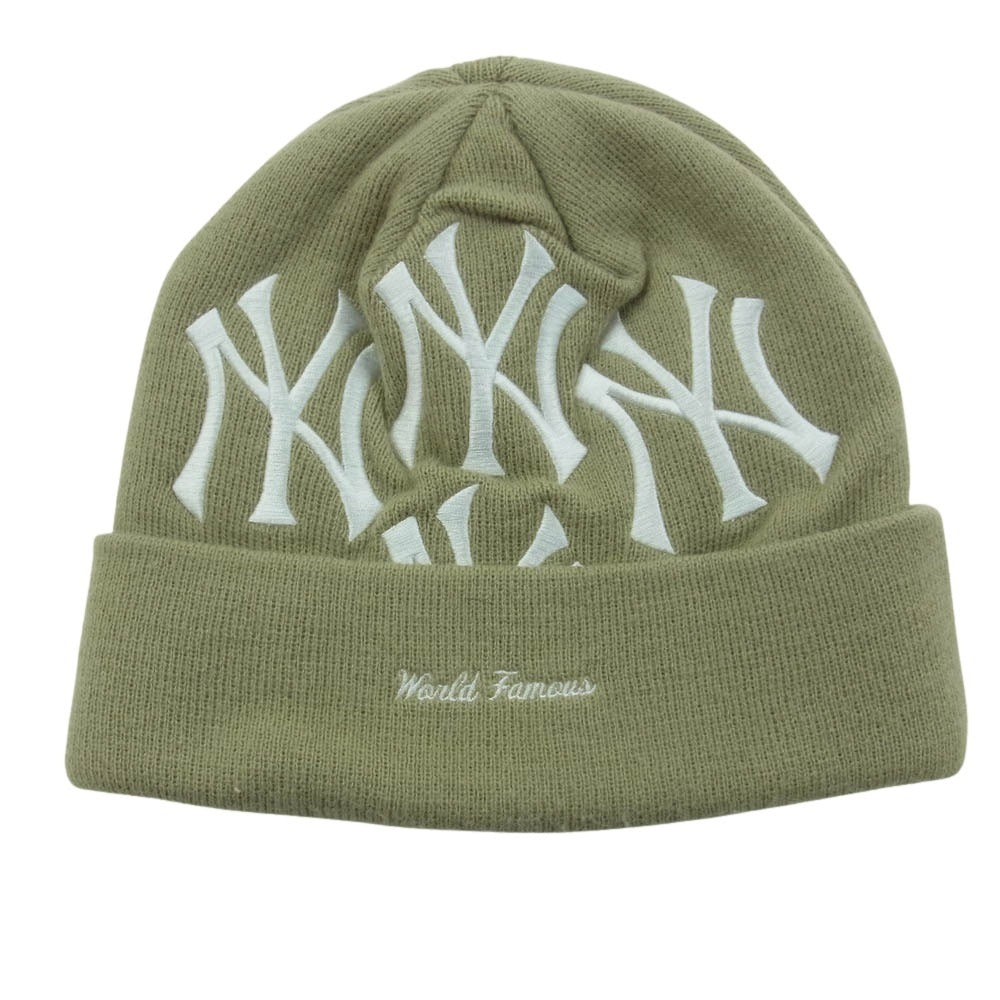 Supreme シュプリーム 21AW New York Yankees New Era Box Logo Beanie ニューヨーク ヤンキース ニューエラ ボックスロゴ ビーニー ニット帽 ベージュ系【中古】