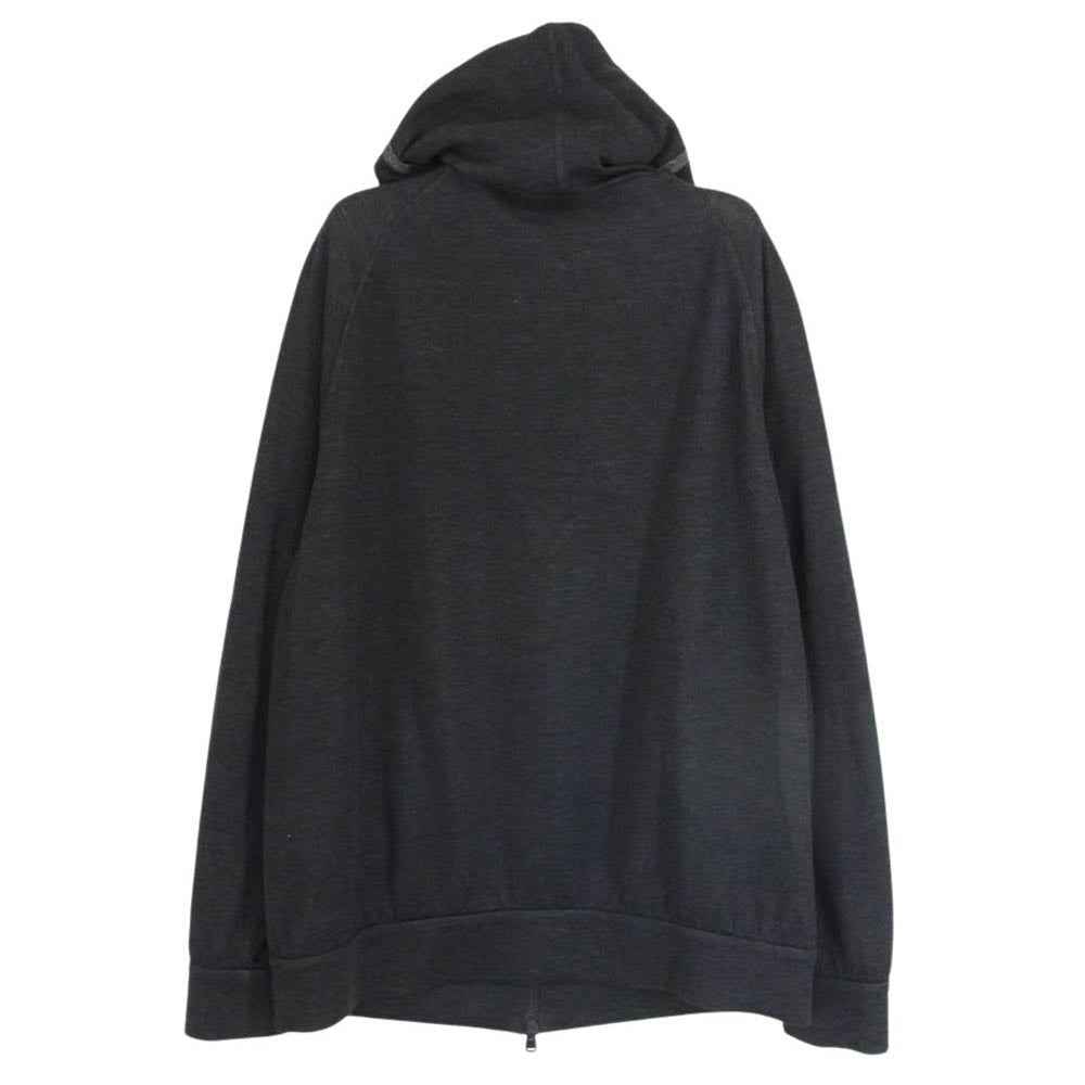 Brunello Cucinelli ブルネロクチネリ シルク混 コットンシルク 袖ラインストーン ラグラン フルジップ パーカー グレー系 XS【中古】