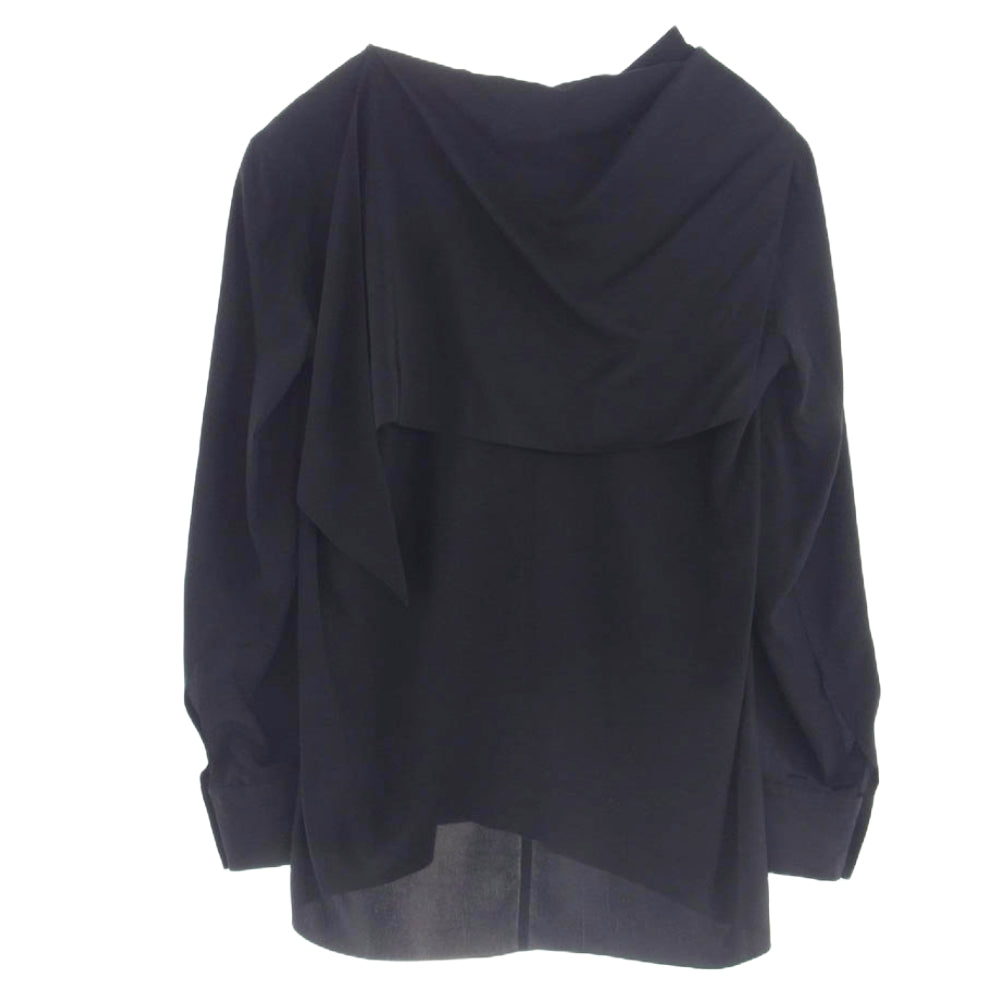 HERMES エルメス スカーフカラー シルク100％ プルオーバー シャツ ブラウス ブラック系 34【中古】