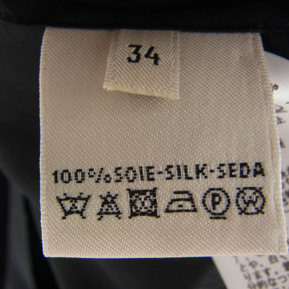 HERMES エルメス スカーフカラー シルク100％ プルオーバー シャツ ブラウス ブラック系 34【中古】