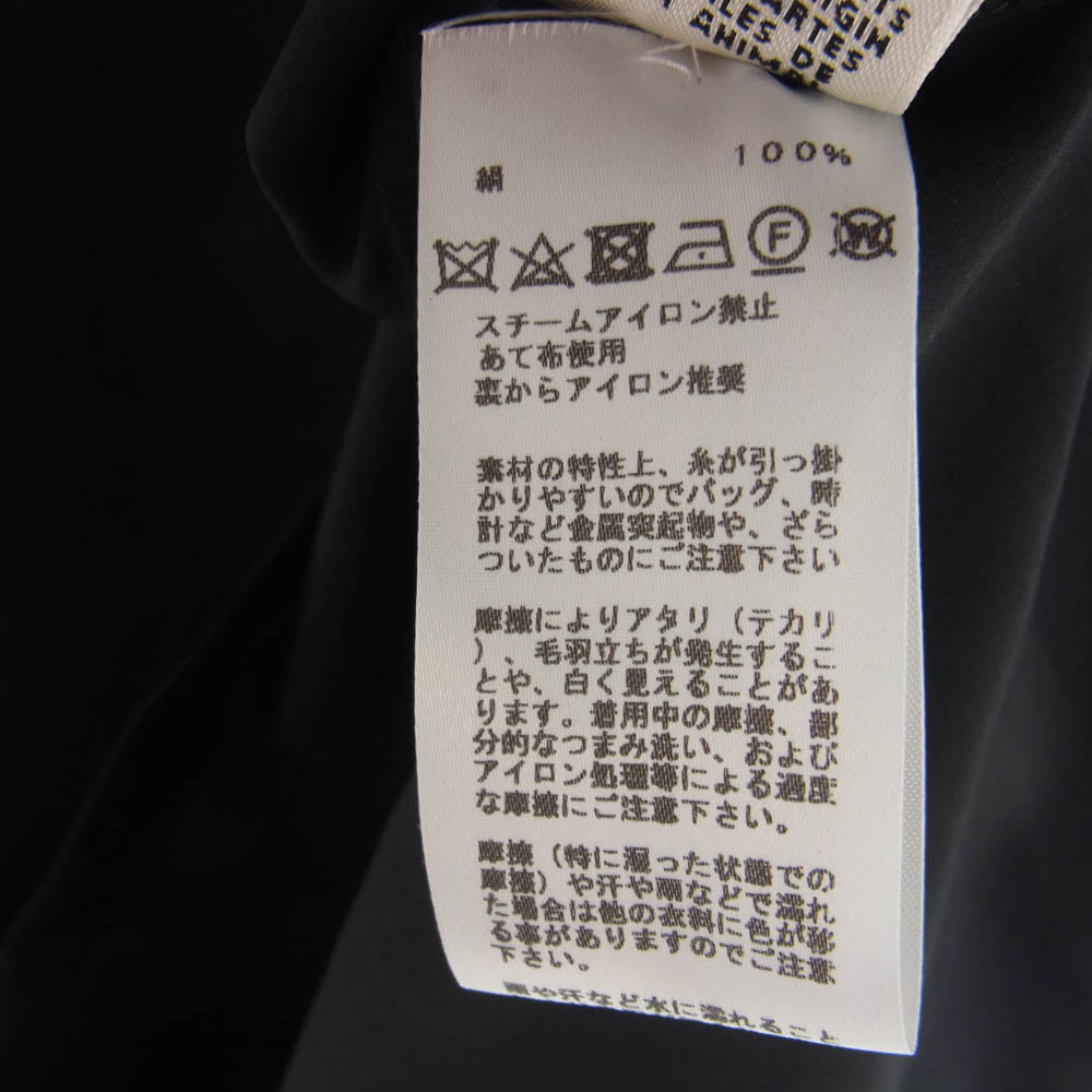 HERMES エルメス スカーフカラー シルク100％ プルオーバー シャツ ブラウス ブラック系 34【中古】