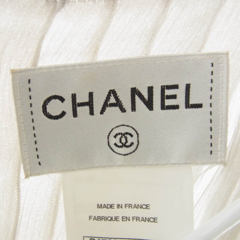 CHANEL シャネル P47885W05468 ラメ ツイード レースプリーツ レイヤード ロング ワンピース グレー系 36【中古】