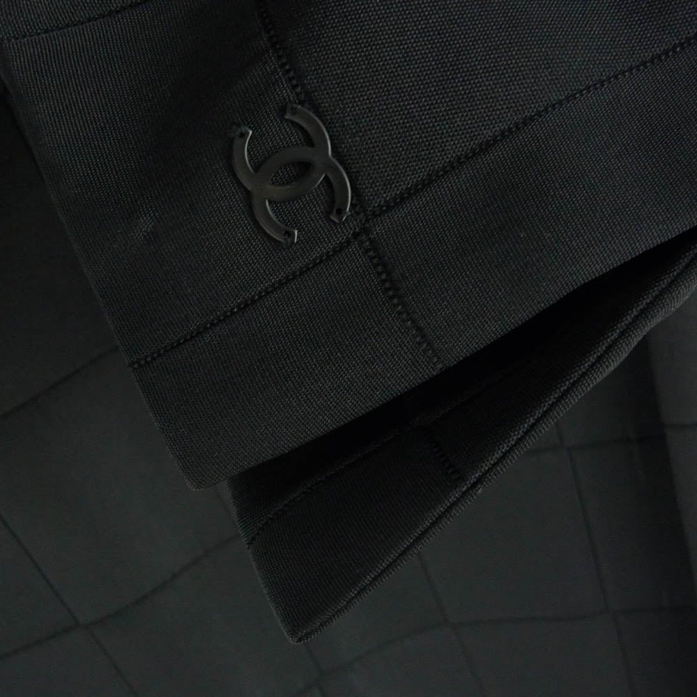CHANEL シャネル P16475V09102 国内正規品 チョコバー チェック柄 スタンドカラー コート 羽織 ブラック系 38【中古】