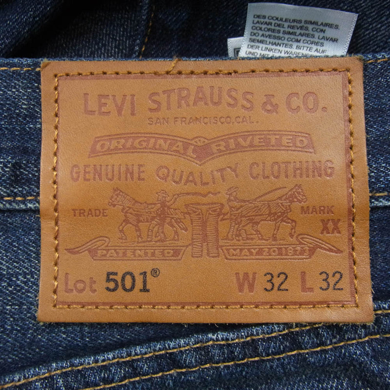 Levi's リーバイス 00501-1485 PREMIUM 501 レギュラー ストレート デニム ジーンズ ボタンフライ 刻印5286 インディゴブルー系 W32L32【中古】