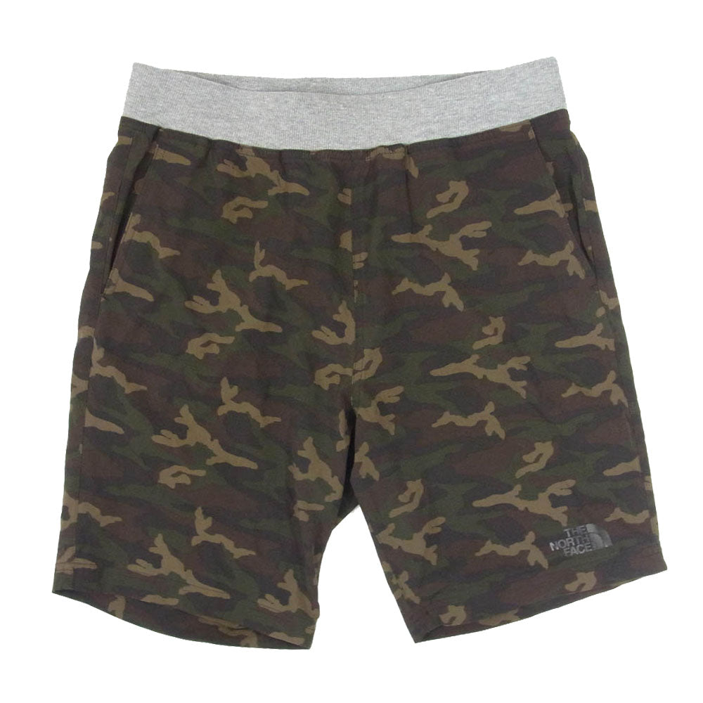 THE NORTH FACE ノースフェイス NB41799 ノベルティー トレーニング リブ ショーツ ハーフパンツ カモフラ 迷彩 カーキ系 L【中古】