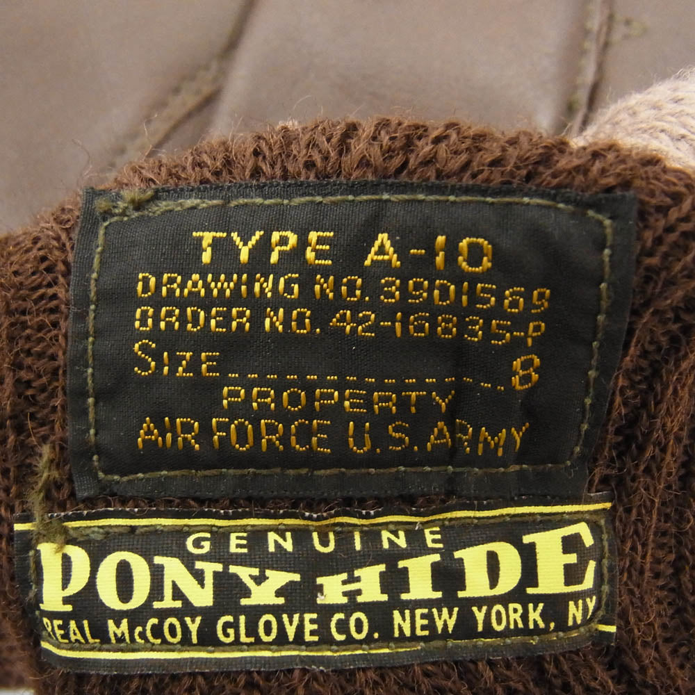 The REAL McCOY'S ザリアルマッコイズ A-10 TYPE A-10 GLOVE FLYING WINTER ポニーハイド ホースハイド グローブ 手袋 ブラウン系【中古】