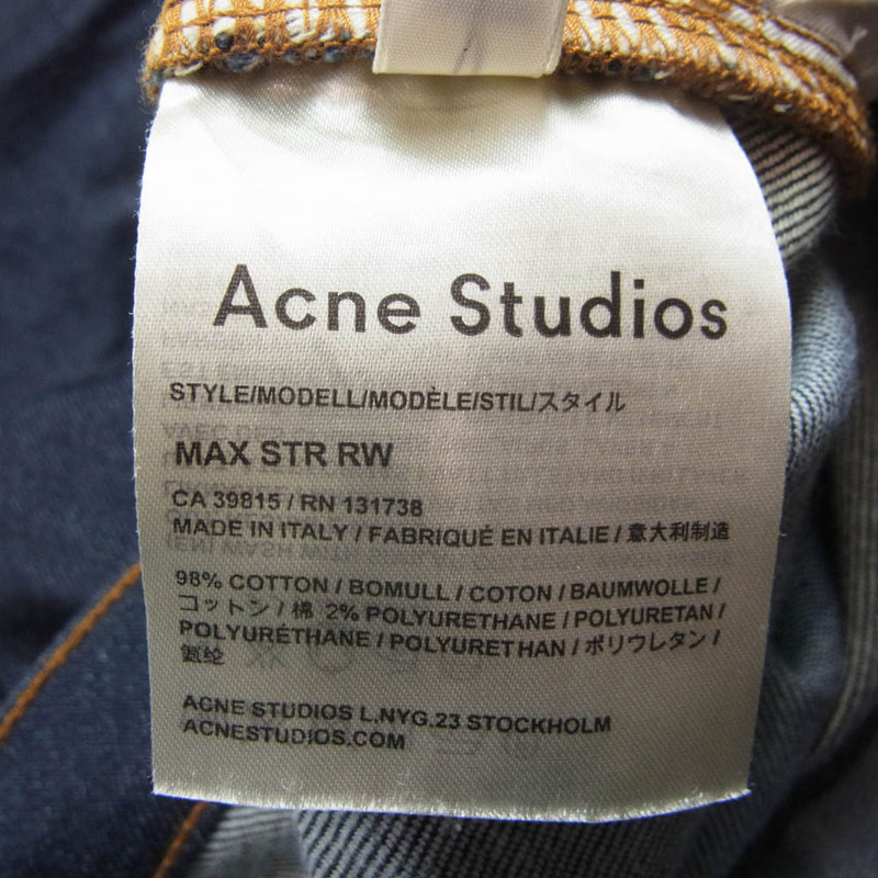 ACNE STUDIOS アクネストゥディオズ MAX STR RW ストレッチ デニム パンツ インディゴブルー系 28/32【中古】