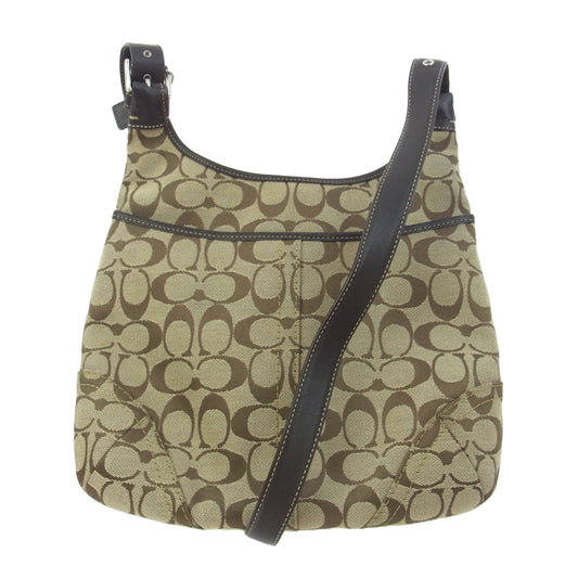 COACH コーチ F12992 キャンバス シグネチャー ショルダー バッグ ブラウン系【中古】