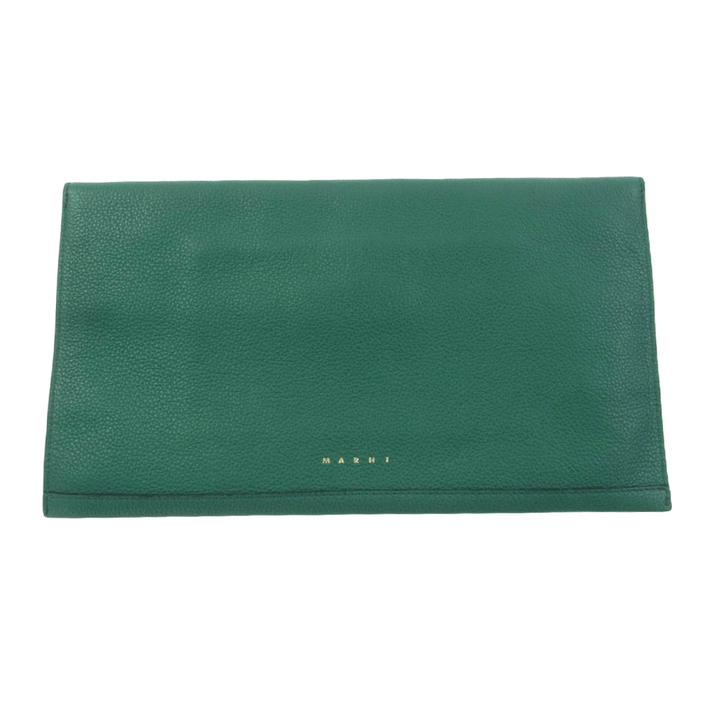 MARNI マルニ レザー クラッチ セカンド バッグ グリーン系【中古】