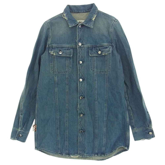 MAISON MARGIELA メゾンマルジェラ 16SS S52DL0031 MM6 エムエムシックス ダメージ デニム シャツ ジャケット インディゴブルー系 42【中古】