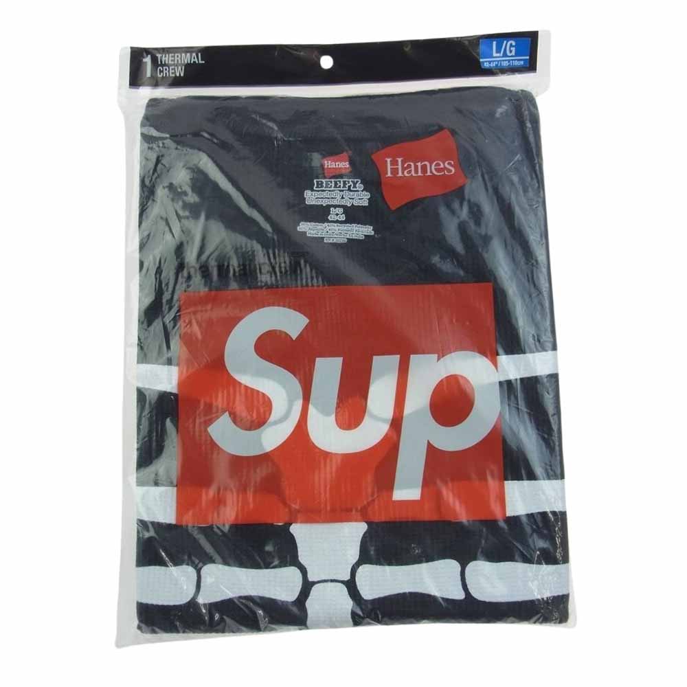 Supreme シュプリーム 21AW Hanes Bones Thermal Crew ボーン サーマル ロングスリーブ カットソー 長袖 ブラック系 L【新古品】【未使用】【中古】