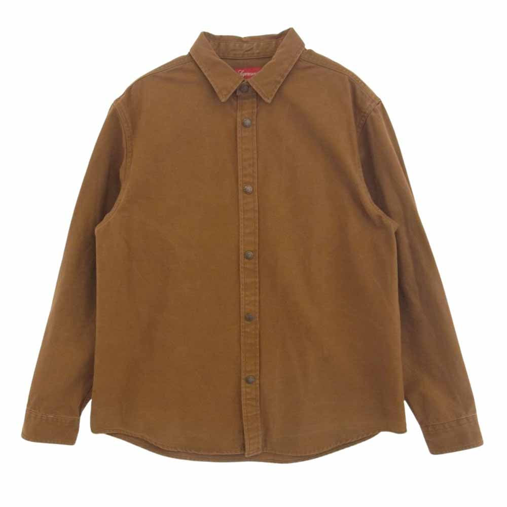 Supreme シュプリーム 20AW Logo Taping Work Shirt ロゴ テーピング ワークシャツ 長袖シャツ ブラウン系 L【中古】