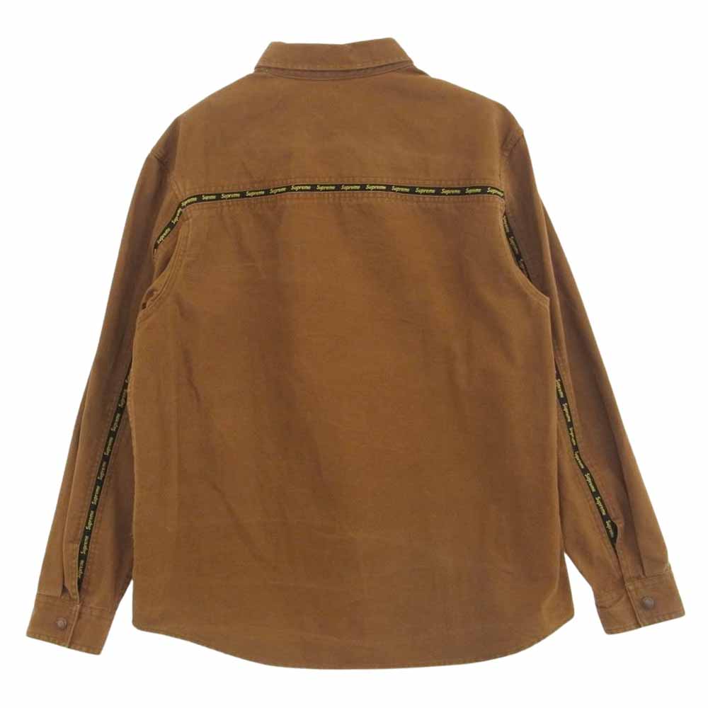 Supreme シュプリーム 20AW Logo Taping Work Shirt ロゴ テーピング ワークシャツ 長袖シャツ ブラウン系 L【中古】