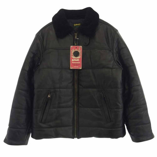 Supreme シュプリーム 21AW Schott Shearling Collar Leather Puffy Jacket ショット シアリング カラー レザー パフィー ジャケット ブラック系 L【中古】
