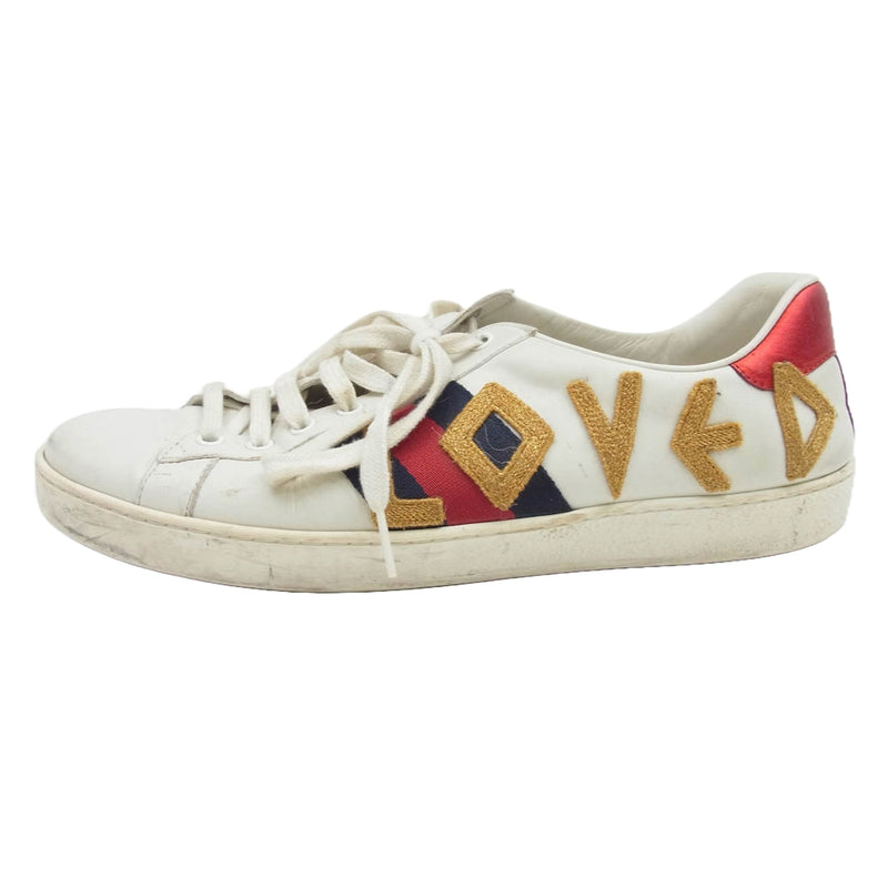 GUCCI グッチ 497090 LOVED エンブロイダリー スニーカー ホワイト系 8.5【中古】