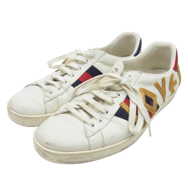 GUCCI グッチ 497090 LOVED エンブロイダリー スニーカー ホワイト系 8.5【中古】