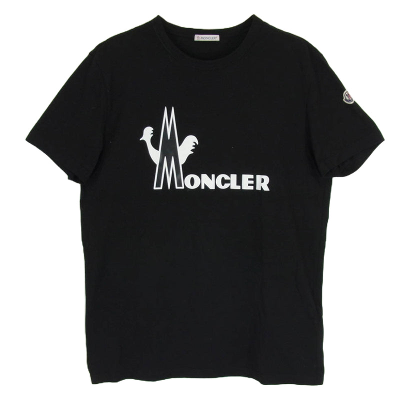 MONCLER モンクレール 19SS E20918048650 MAGLIA T-SHIRT マリア フロントロゴプリント ワッペン付き 半袖 クルーネック Tシャツ ブラック系 M【中古】