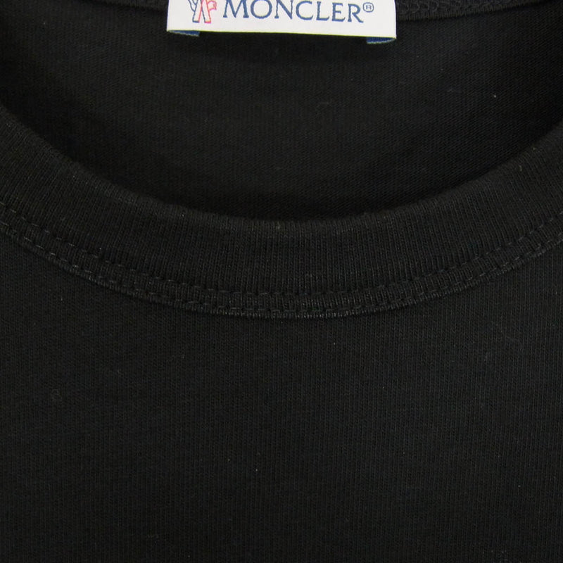 MONCLER モンクレール 19SS E20918048650 MAGLIA T-SHIRT マリア フロントロゴプリント ワッペン付き 半袖 クルーネック Tシャツ ブラック系 M【中古】