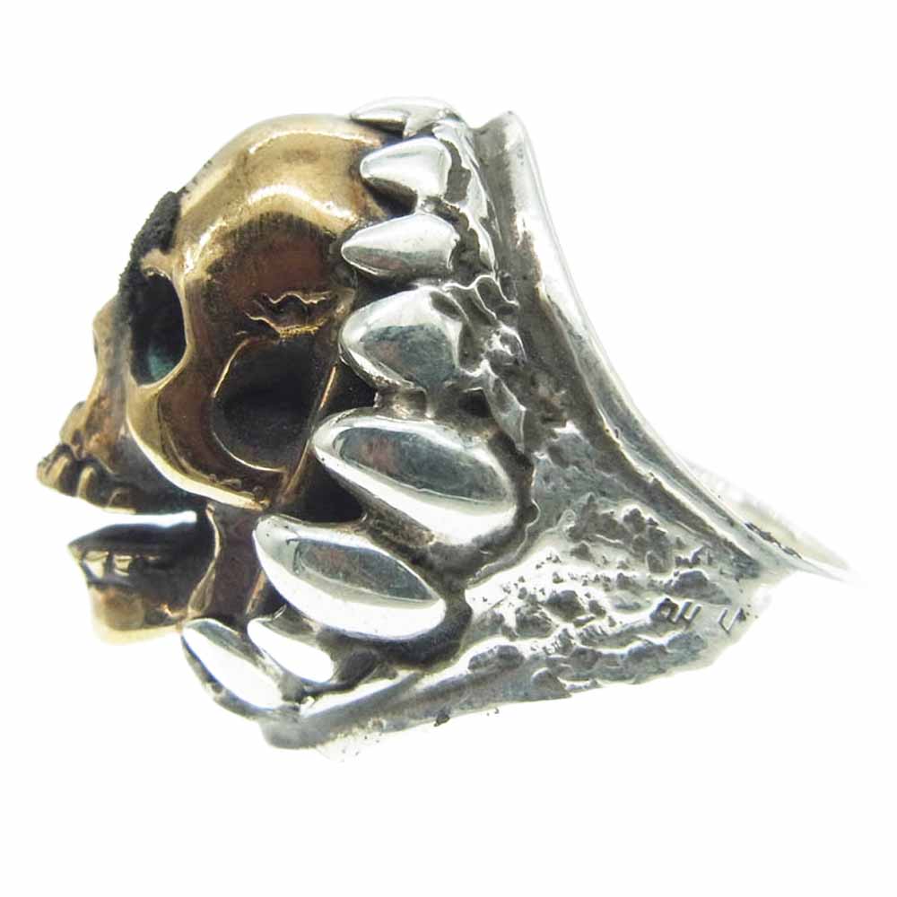 ALEX STREETER アレックスストリーター ドラゴン トゥース ウィズ ドームイン スカル リング シルバー系 18.5号【中古】