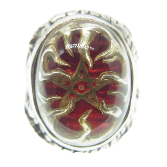 ALEX STREETER アレックスストリーター エンジェルハートリング RING OF FIRE リングオブファイア シリアルナンバーカード付属 シルバー系 レッド系 15.5号【中古】