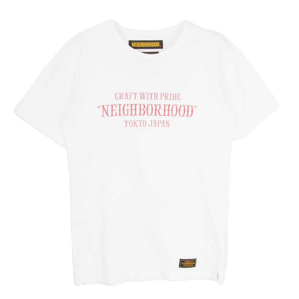 NEIGHBORHOOD ネイバーフッド 18SS 181UWNH-CSM07 PAP/C-CREW.SS ロゴ プリント 半袖 カットソー Tシャツ ホワイト系 M【中古】