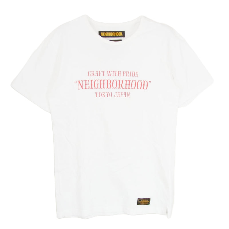 NEIGHBORHOOD ネイバーフッド 18SS 181UWNH-CSM07 PAP/C-CREW.SS ロゴ プリント 半袖 カットソー Tシャツ ホワイト系 M【中古】