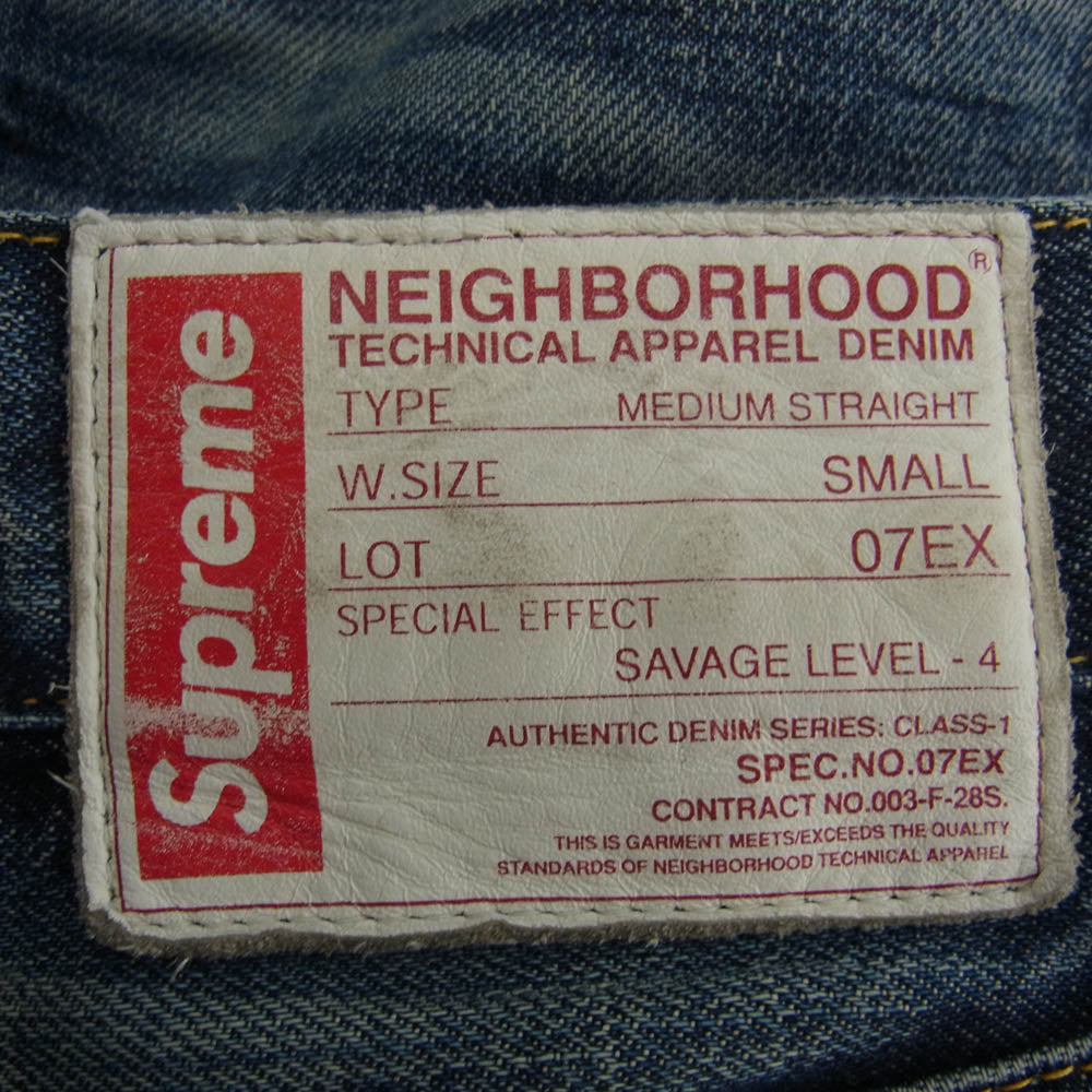 Supreme シュプリーム × NEIGHBORHOOD ネイバーフッド 07EX SAVAGE LEVEL-4 サベージ デニム パンツ インディゴブルー系 S【中古】