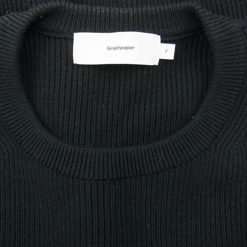 GRAPHPAPER グラフペーパー 21AW GU213-80009B High Density Crew Neck Knit オーバーサイズ ウール ニット セーター ブラック系 F【中古】