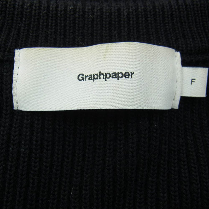 GRAPHPAPER グラフペーパー 21AW GU213-80009B High Density Crew Neck Knit オーバーサイズ ウール ニット セーター ブラック系 F【中古】