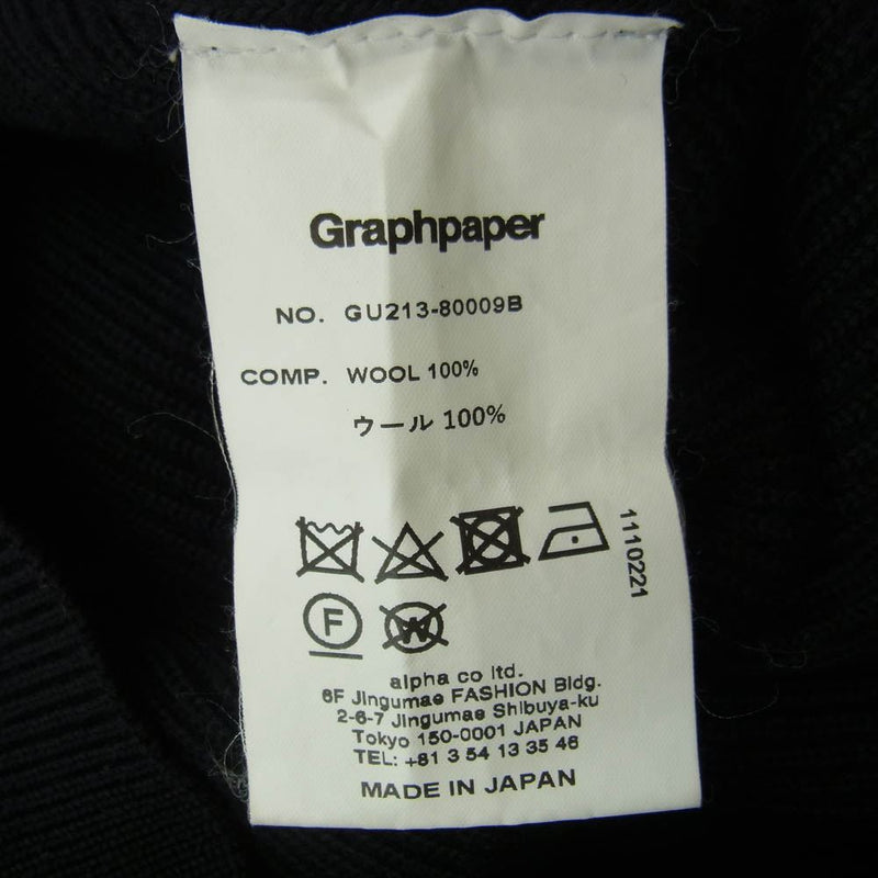 GRAPHPAPER グラフペーパー 21AW GU213-80009B High Density Crew Neck Knit オーバーサイズ ウール ニット セーター ブラック系 F【中古】