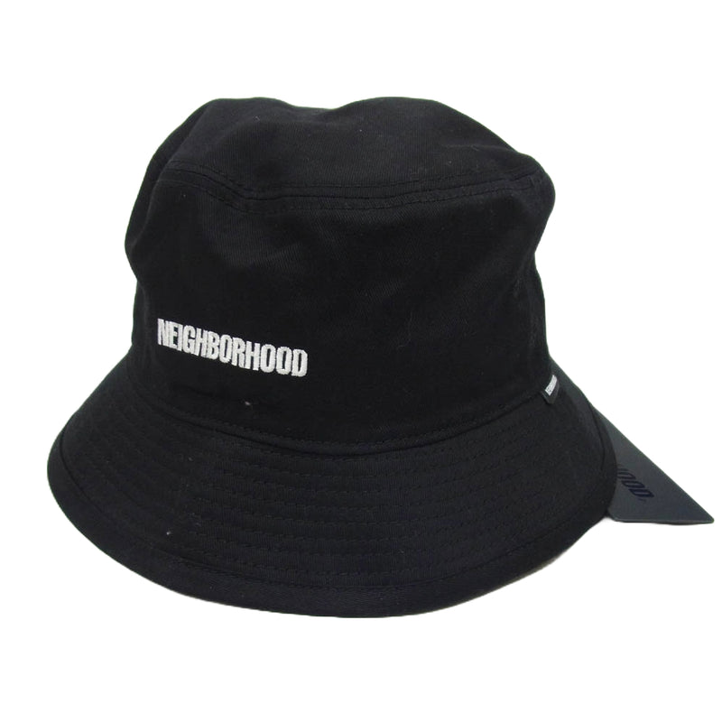 NEIGHBORHOOD ネイバーフッド 241YGNH-HT09 BUCKET HAT 刺繍 フロント ロゴ コットン バケット ハット ブラック系 M【極上美品】【中古】