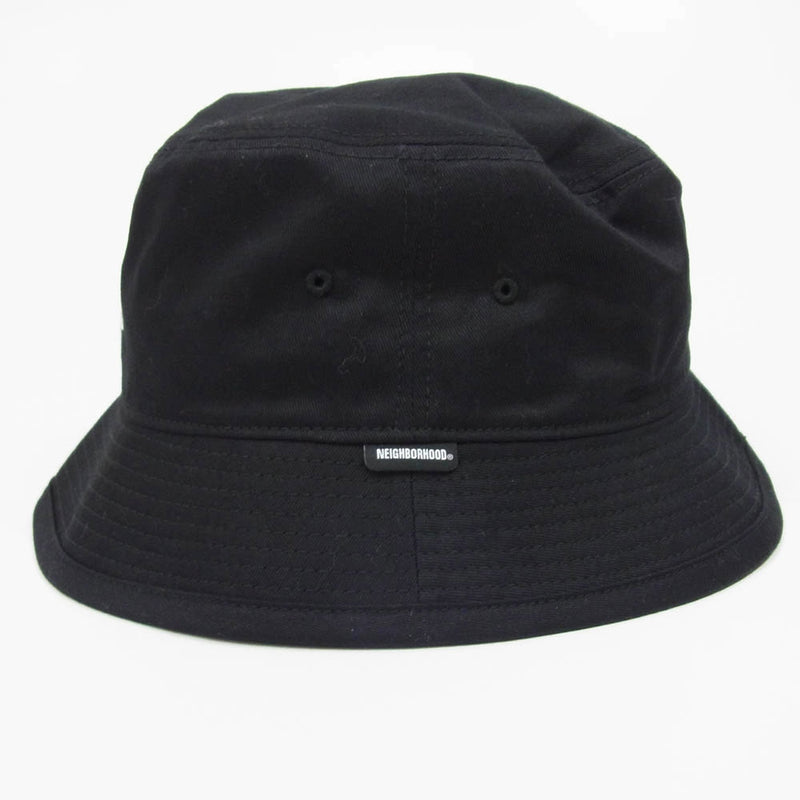 NEIGHBORHOOD ネイバーフッド 241YGNH-HT09 BUCKET HAT 刺繍 フロント ロゴ コットン バケット ハット ブラック系 M【極上美品】【中古】